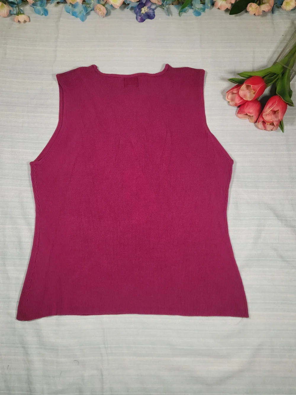 INC International Concepts Petite Silk Blend Ribbed Knit Tank Top - Sz. PL- Mage